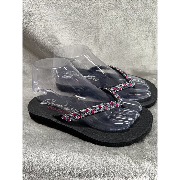 Skechers Yoga Foam Shoes - Skechers Yoga Foam Women’s 6.5 Sparkle Rhinestone Cushion Slip on Flip Flops